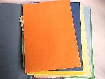 folder containing coloured A4 paper