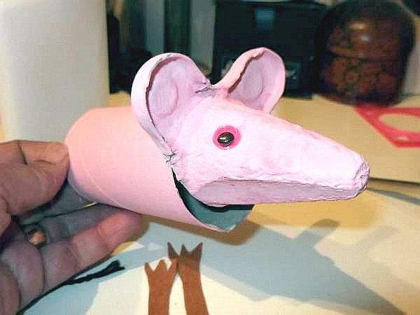making a pink egg box mouse
