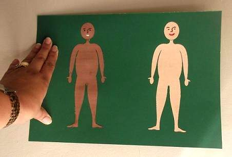 printed human figures on card