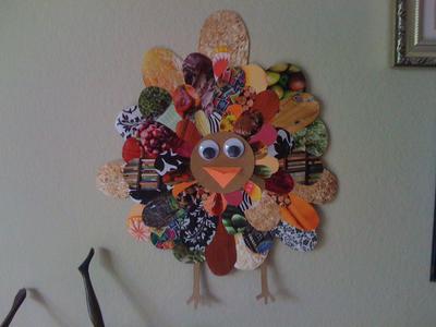 turkey made from greetings cards