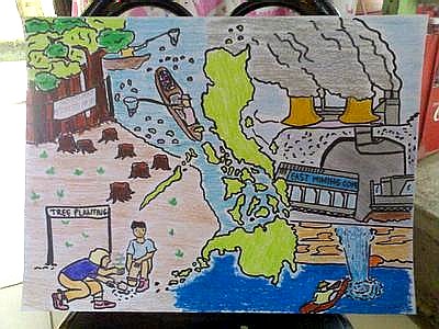 Kids drawing of the state of the Philipine environment