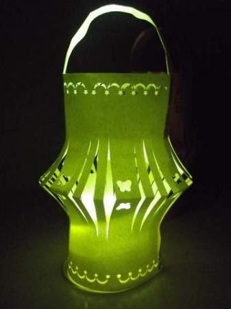 light up green paper lantern