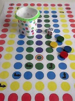 KKC homemade board game with dice cup