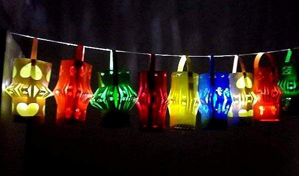nine lit paper lanterns