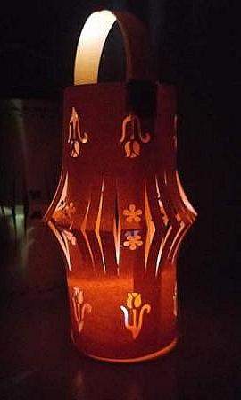lighted orange paper lantern