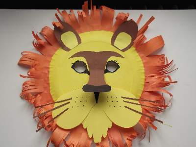 lion paper plate mask