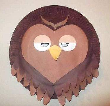 paper plate owl mask